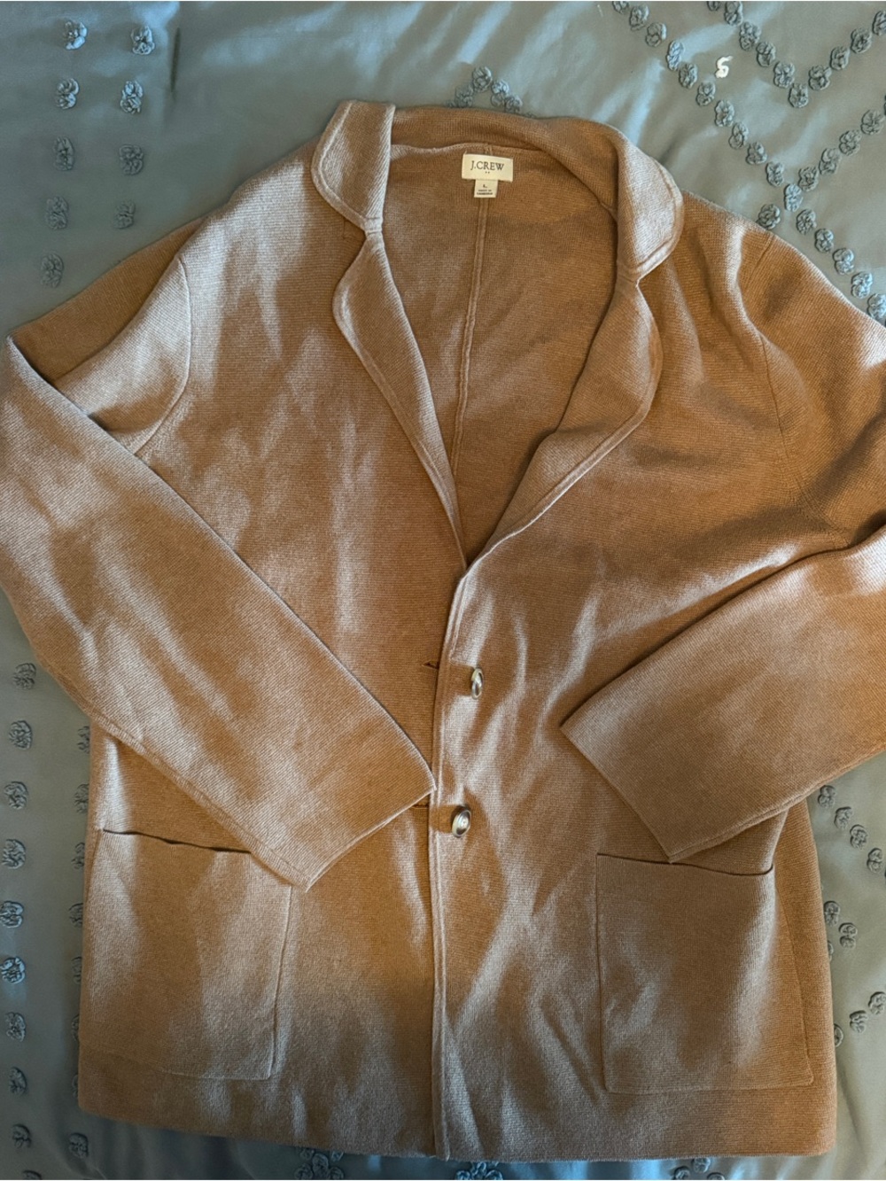 J. Crew Women's Camel Knit Button-Front Cardigan Blazer